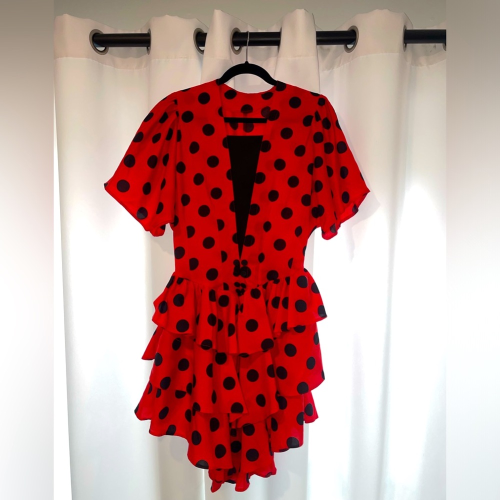 Retro red dress with black polkadots